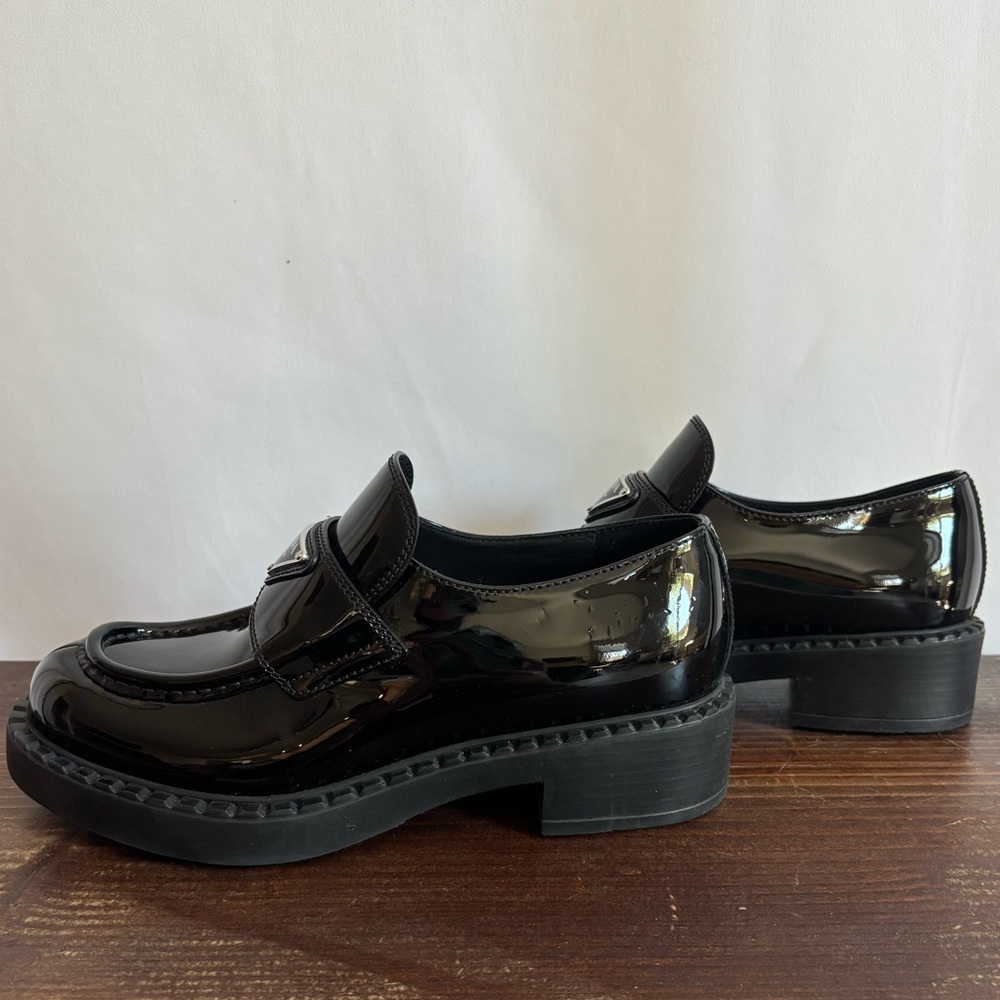 Prada Patent Leather Logo Loafers - Picture 6 of 9